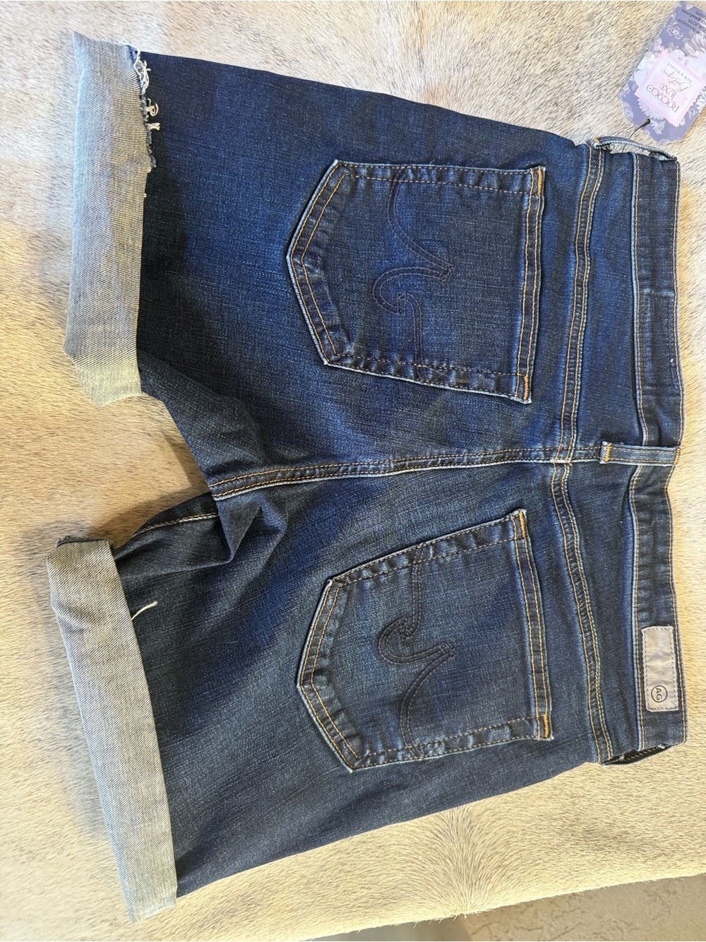 Ag Adriano Goldschmied Jeans Dark Blue Rolled-Hem  Shorts AG-ED DENIM 30‎ - Picture 9 of 17